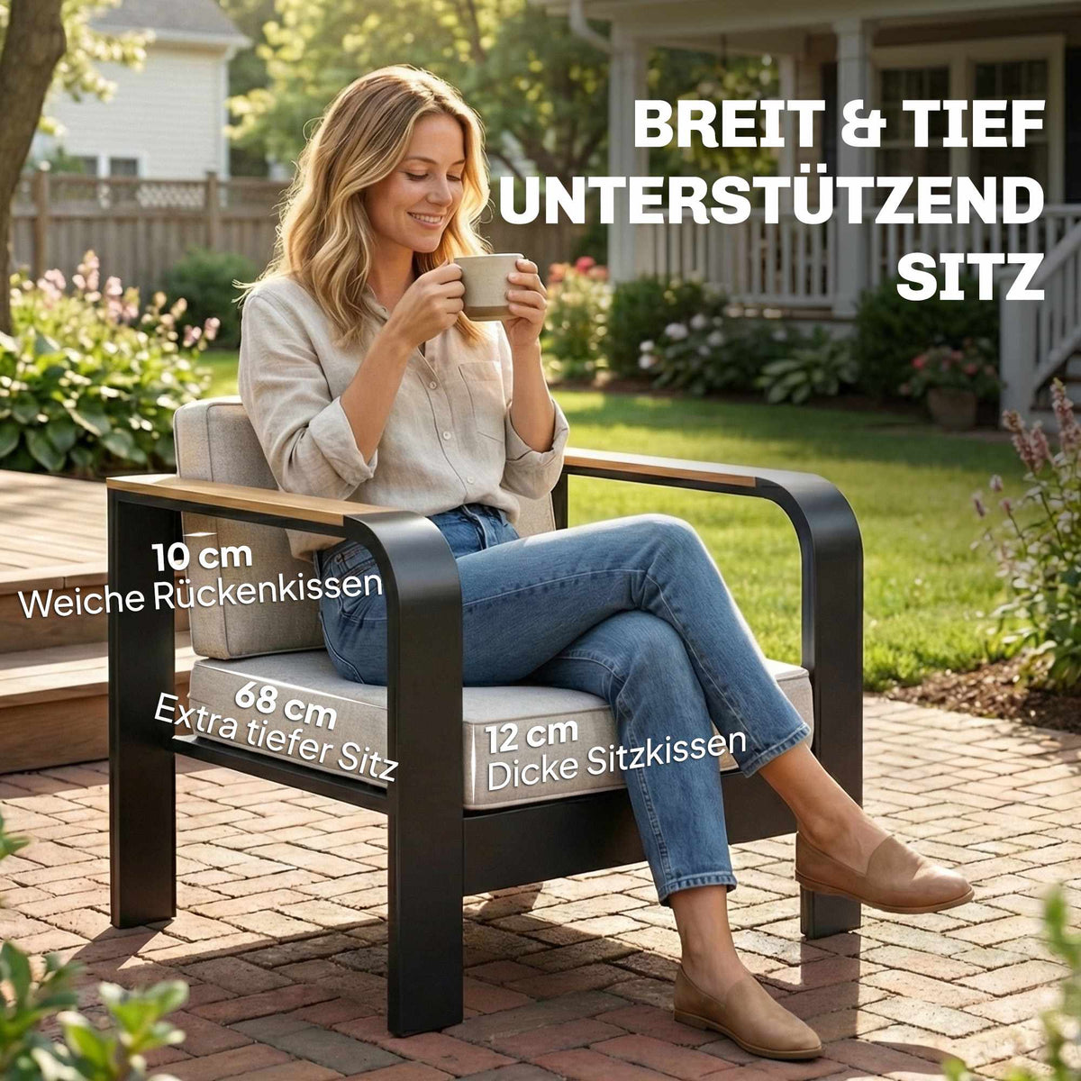 4-Piece Modular Patio Furniture Set with Deep Seats