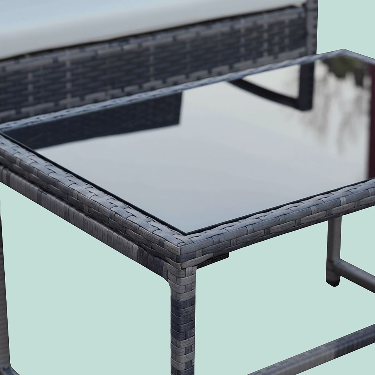 4-Piece Outdoor Rattan Furniture Set with Cushions