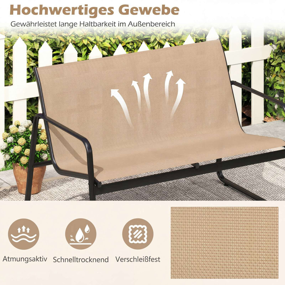 4-Piece Patio Furniture Set with Glass Coffee Table