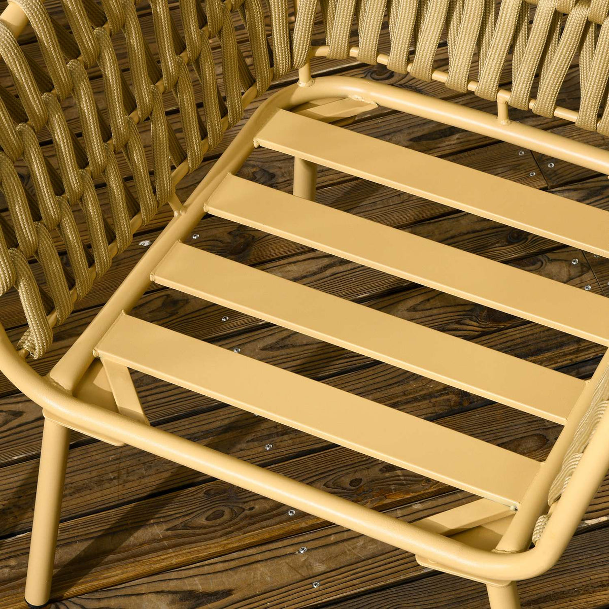4-Piece Rattan Garden Furniture Set, Seating Area With 1 Coffee Table, 2 Armchairs, 1 Double Sofa, Garden Set With Cushions, Seating Set, Steel, Khaki