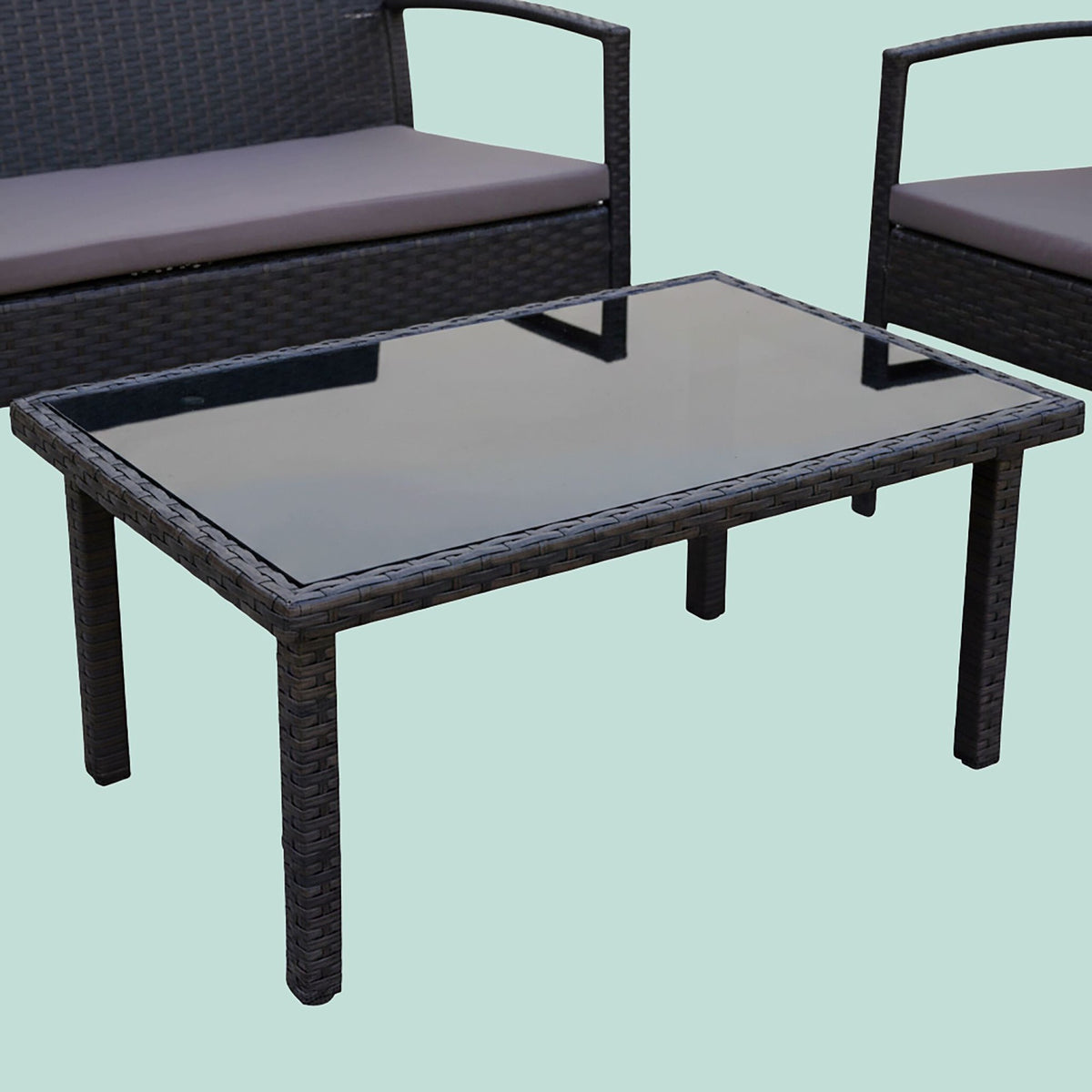 4-Piece Rattan Garden Furniture Set with Cushions
