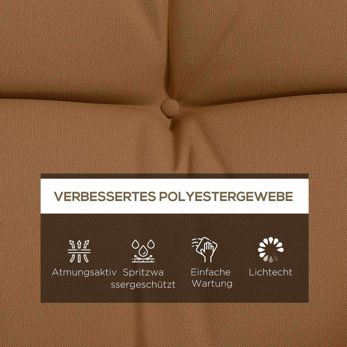 4-Piece Water-Resistant Seat Cushion Set, 150x50 cm, Tan