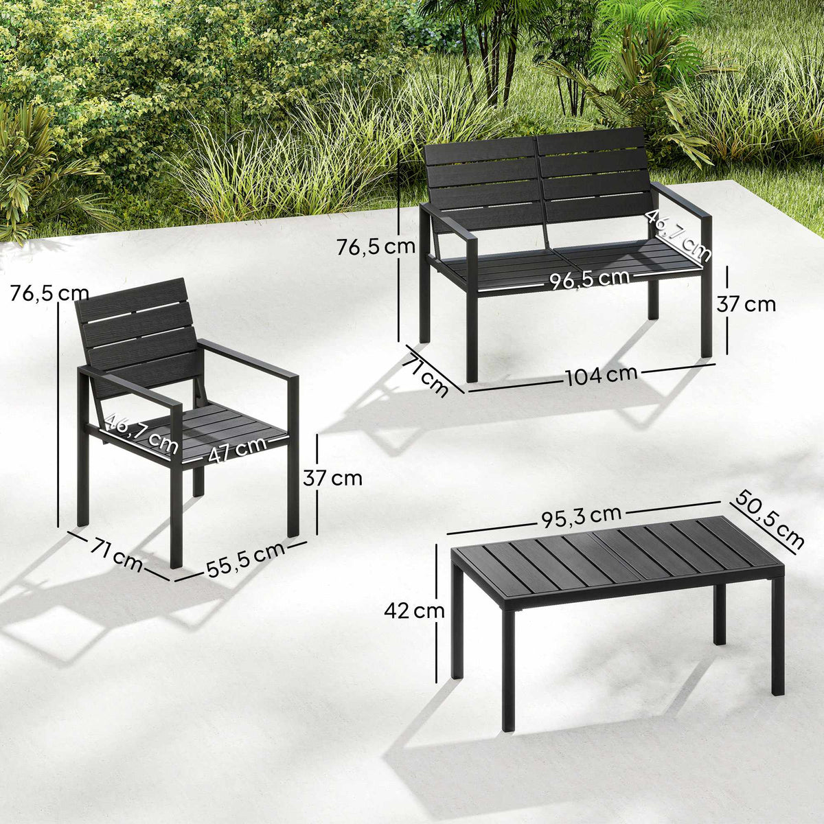 4-Piece Weatherproof HDPE Patio Furniture Set