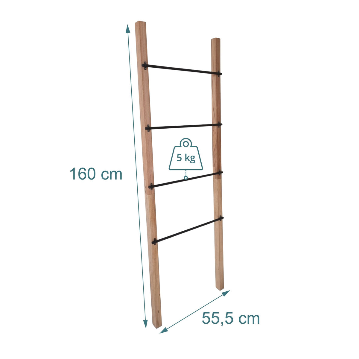 4-Rung Towel Ladder, Pine & Steel, Natural/Black