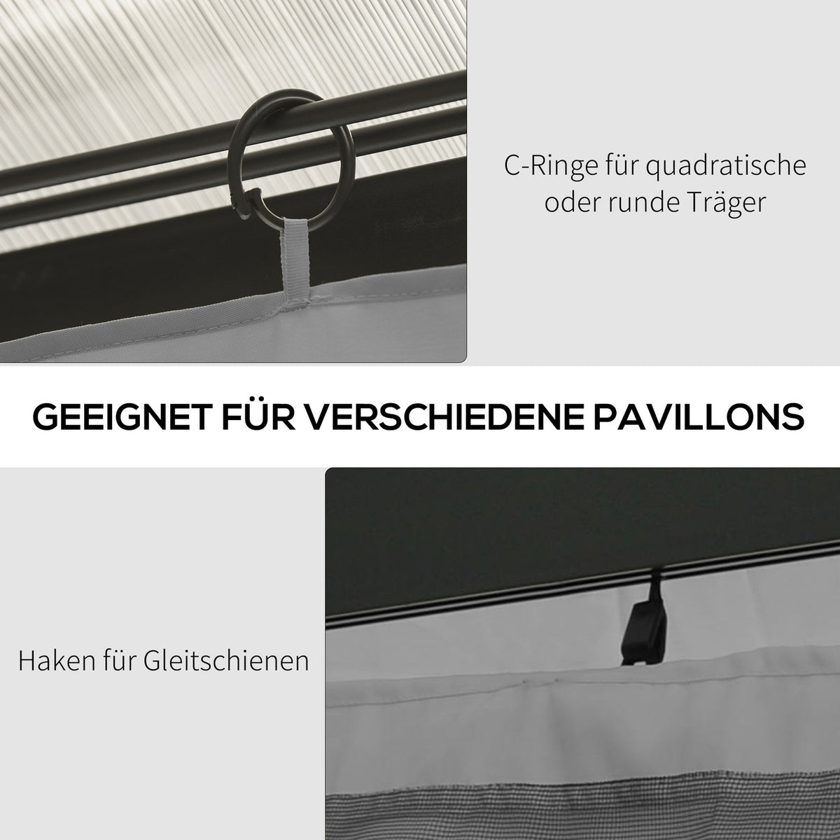 4 Side Panels For 3X4 M Gazebo With Hooks Side Walls For Garden Gazebo Party Tent Polyester Light Gray 352 X 205 Cm