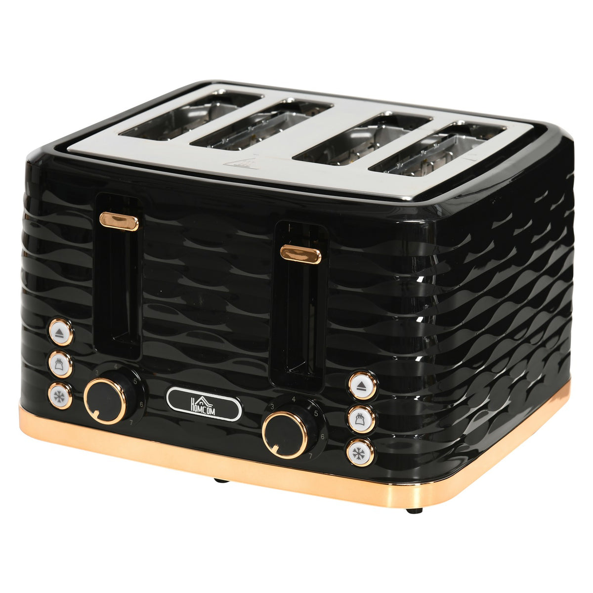4-Slice Toaster, Wave Design, Multi-Function, Black