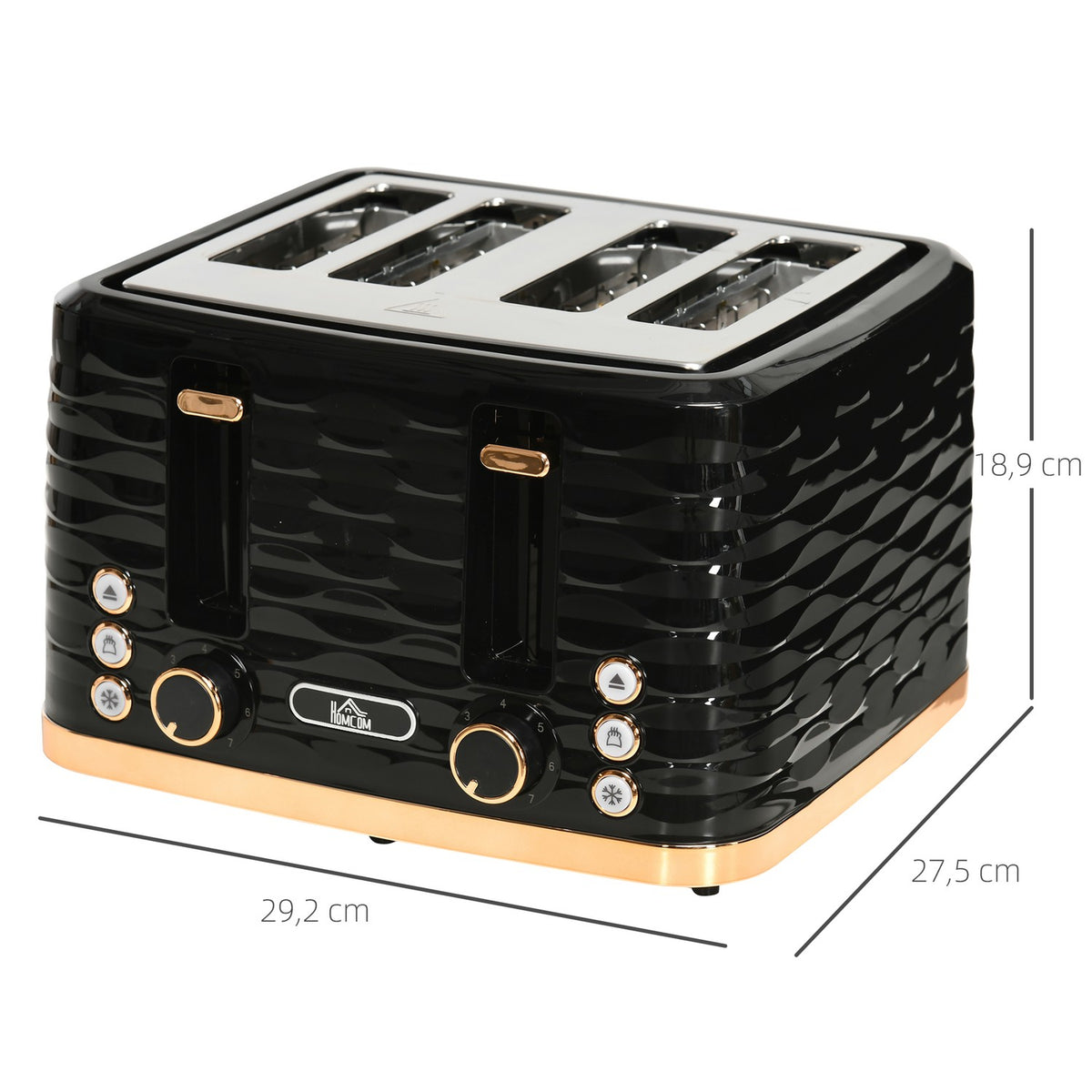 4-Slice Toaster, Wave Design, Multi-Function, Black