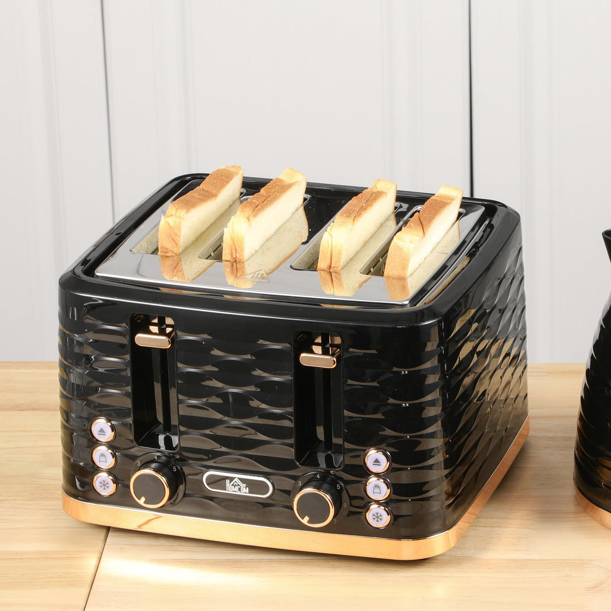 4-Slice Toaster, Wave Design, Multi-Function, Black