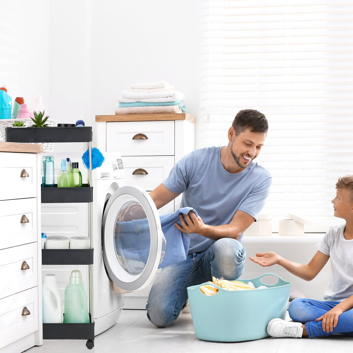 4-Tier Black Trolley for Kitchen or Bathroom Storage