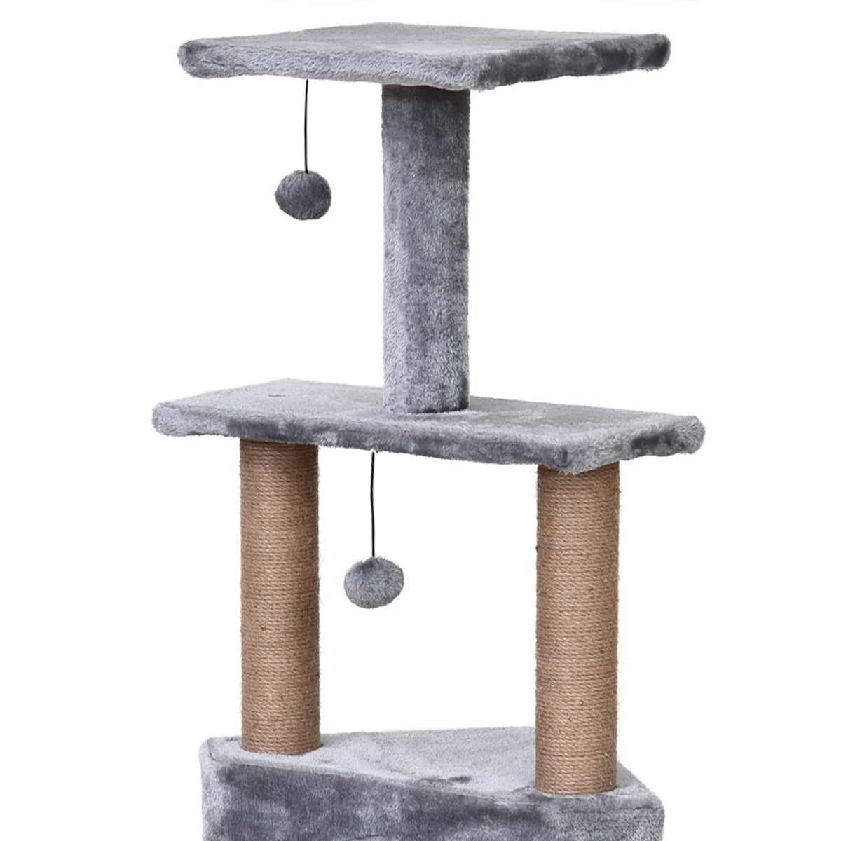 4-Tier Cat Tree With Hanging Bed, Play Balls, Sisal Column, Gray, 40X40X124Cm