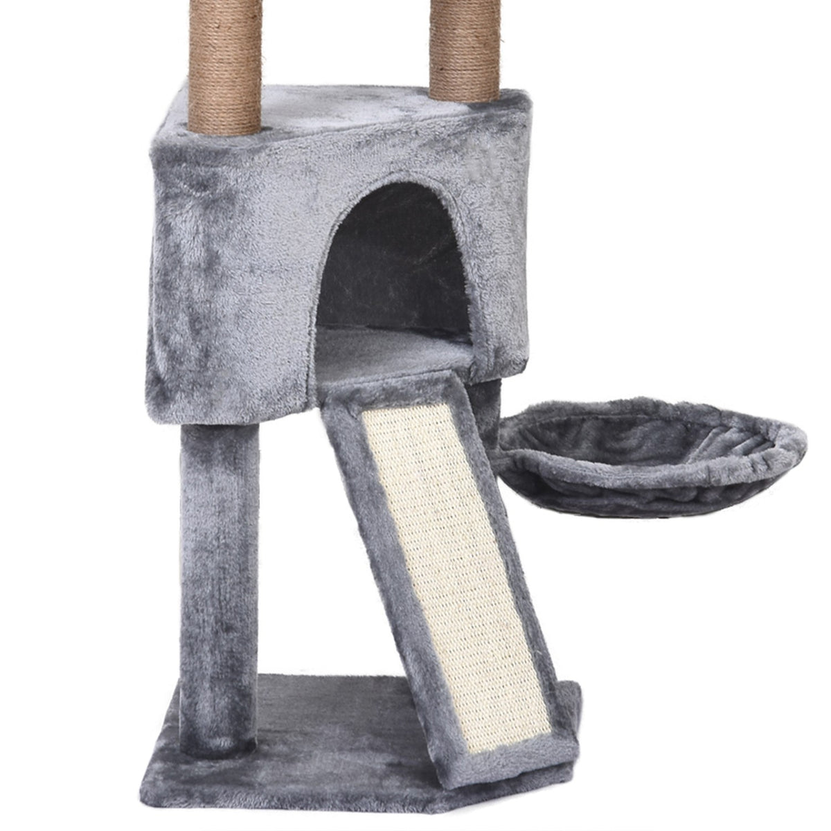 4-Tier Cat Tree With Hanging Bed, Play Balls, Sisal Column, Gray, 40X40X124Cm