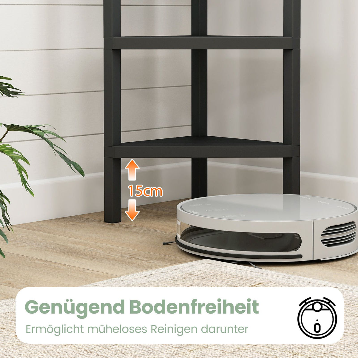 4-Tier Corner Bookshelf with Open Slatted Shelves, Black