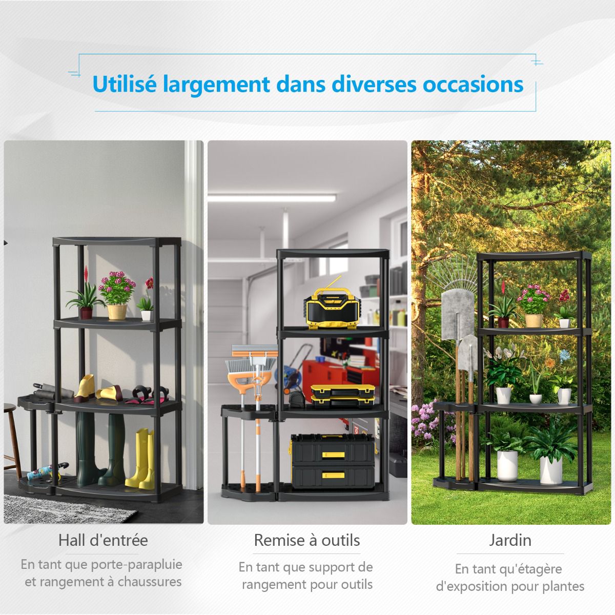 4-Tier Garage Storage Shelf with Tool Organizer – 176 lb
