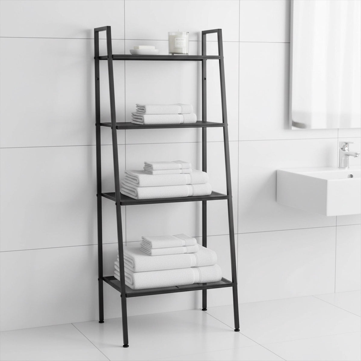 4-Tier Metal Ladder Shelf for Home Storage