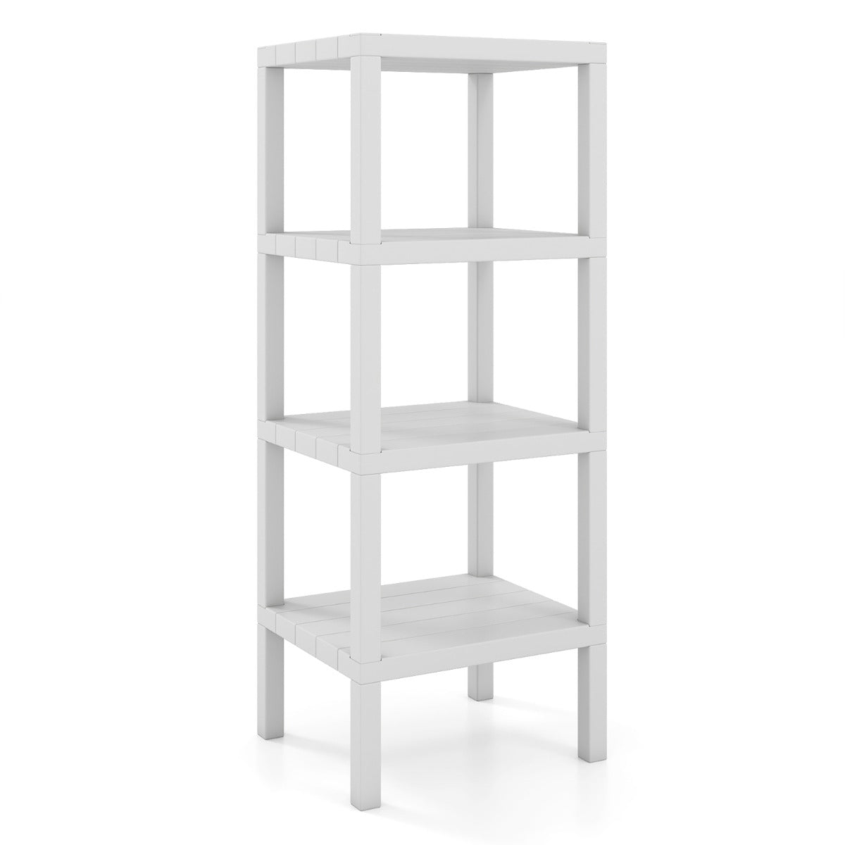 4-Tier Plastic Storage Shelf, White, 38x32.5x99 cm