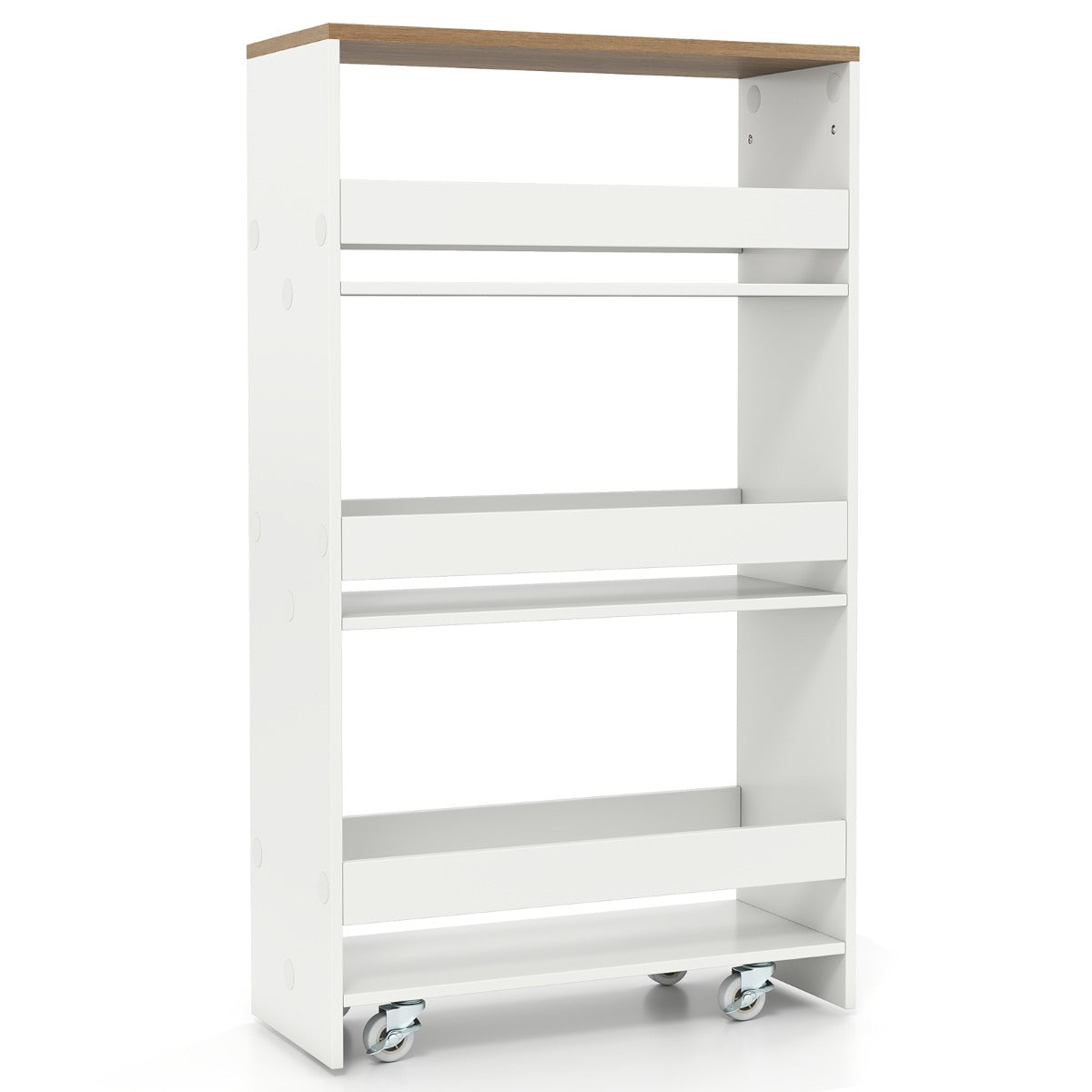 4-Tier Slim Rolling Storage Cart, 20cm, White