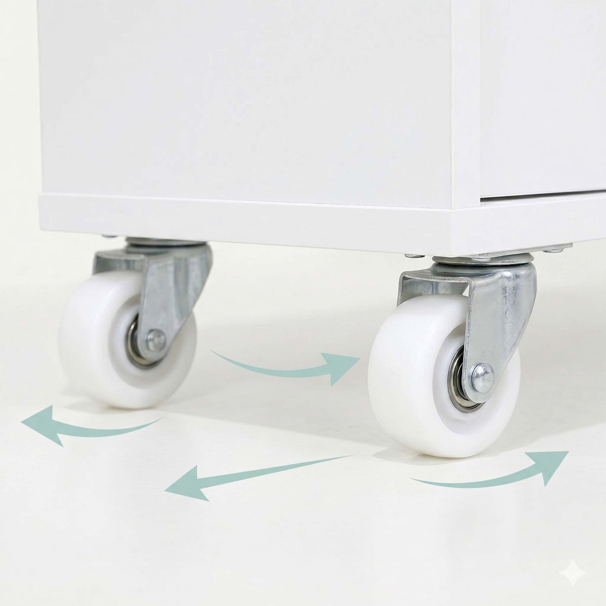 4-Tier Slim Trolley with Handle – Natural White