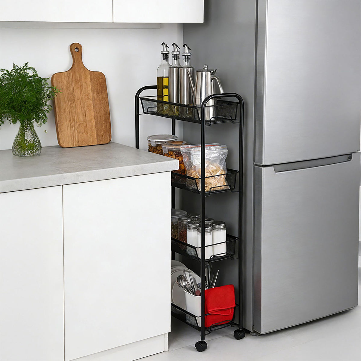 4-Tier Storage Trolley Cart, 360 Swivel Casters