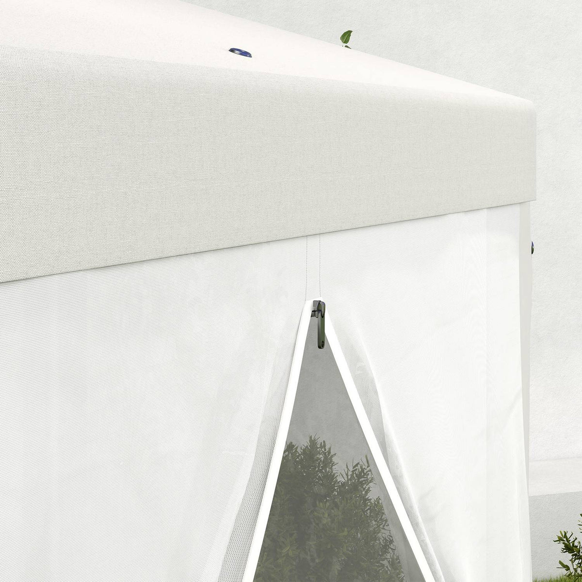 4X4M Hexagonal Party Tent With Mosquito Net, Garden Tent, Marquee, Polyester Metal, Cream