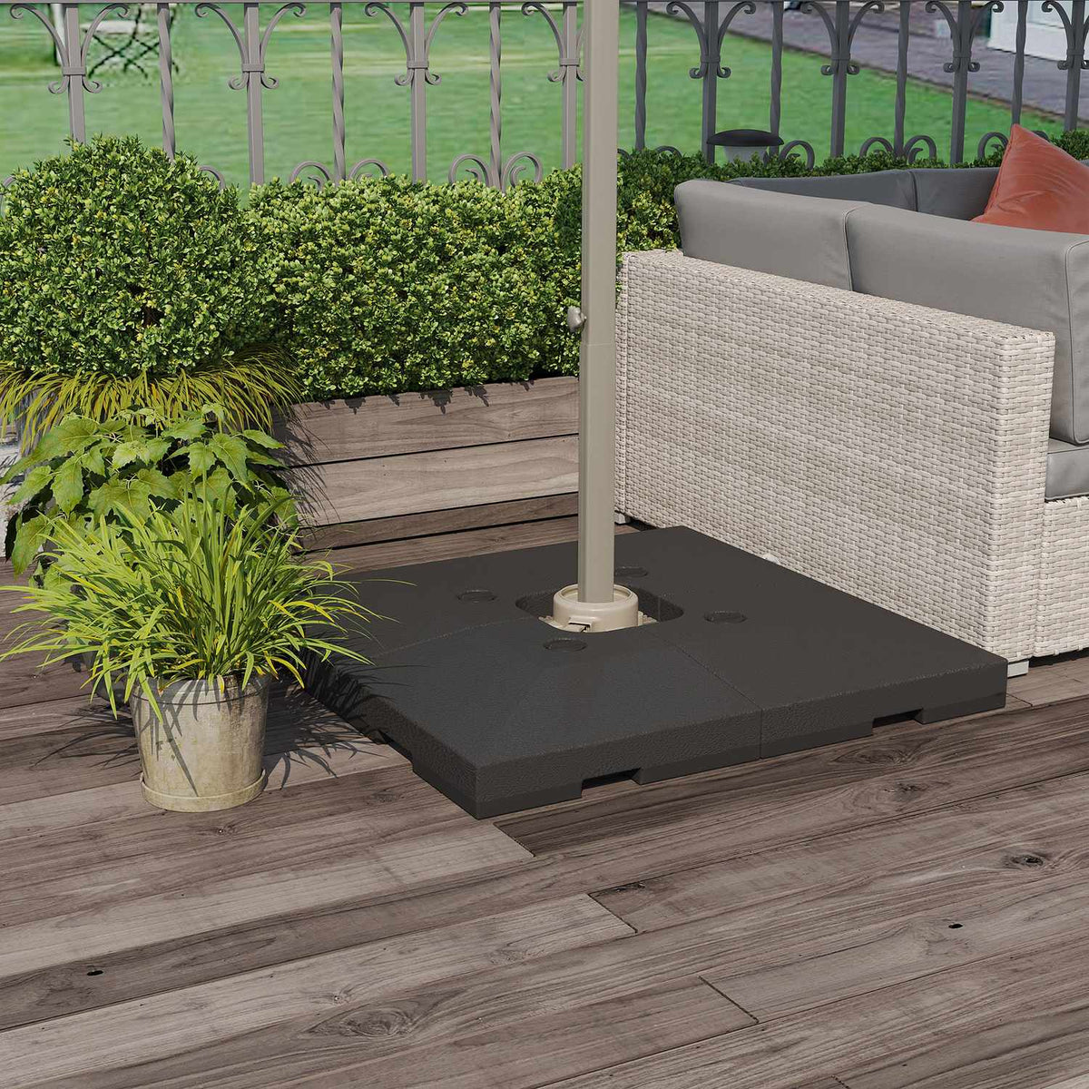 4 X Parasol Weight Parasol Stands Can Be Filled With Sand Water Hdpe Plastic Black Dimensions Per Element 51 X 51 X 12 Cm Up To 130 Kg