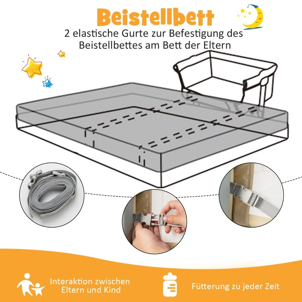 4-in-1 Baby Crib with Mosquito Net, Adjustable Heights