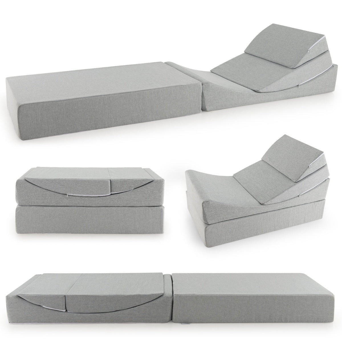 4-in-1 Convertible Folding Sofa Bed, Linen, Gray