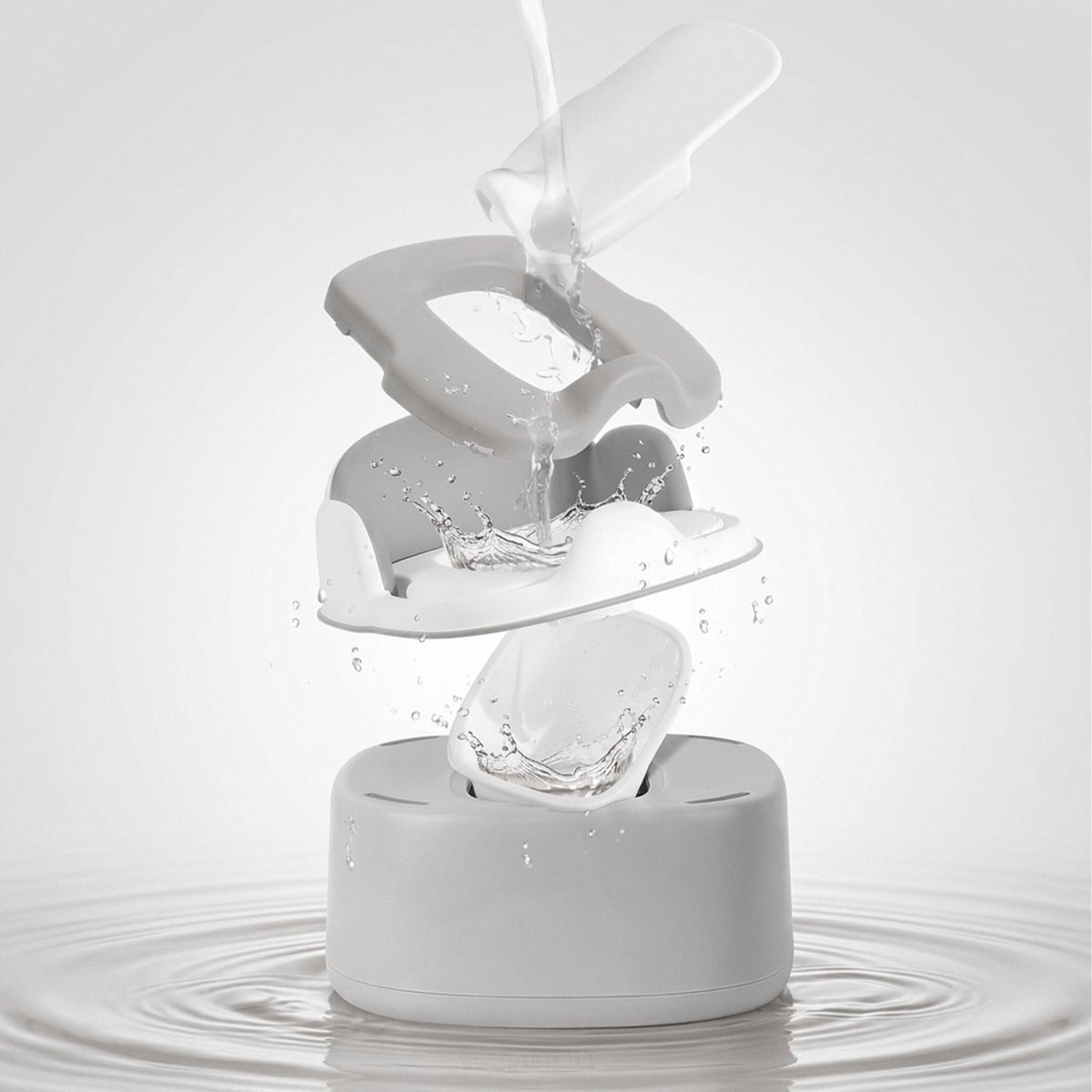 4-in-1 Grey Potty Trainer with Lid and Step Stool