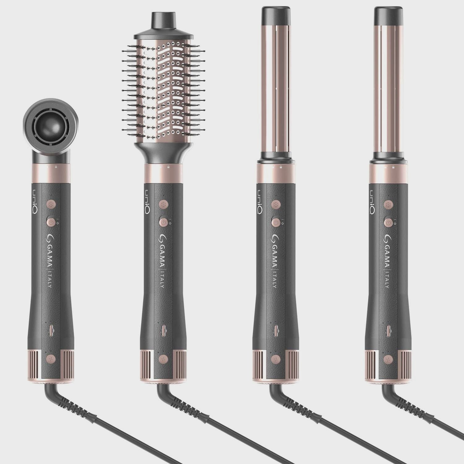 4-in-1 Hair Styler with Oval Brush, Curling Wand, Dryer