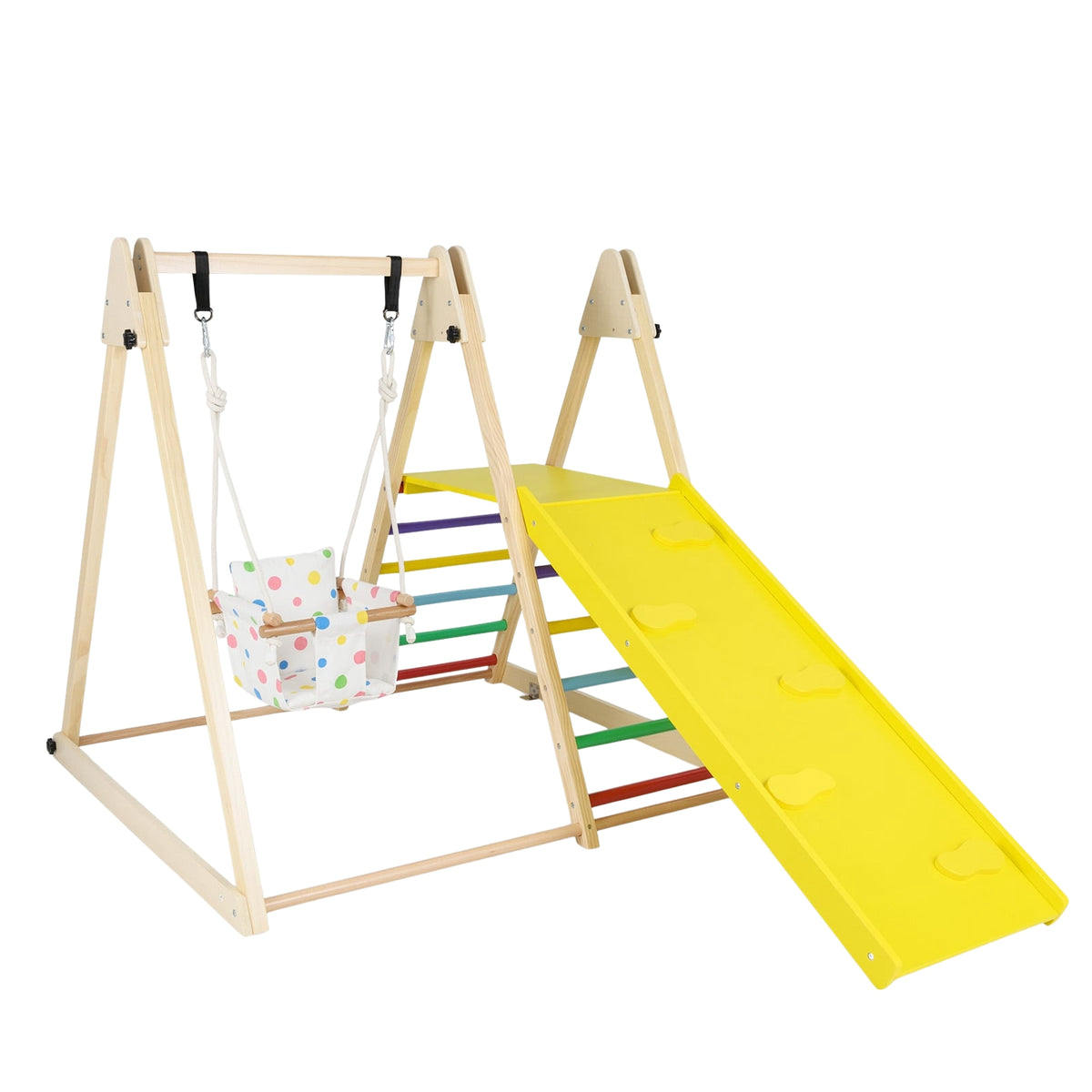 4-in-1 Montessori Climbing Set with Swing & Ramp