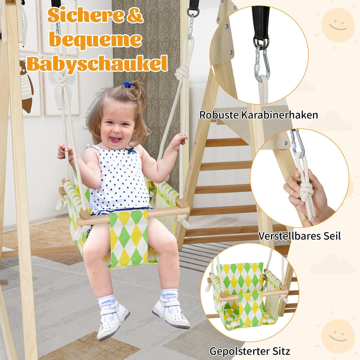 4-in-1 Montessori Indoor Climbing Set with Baby Swing
