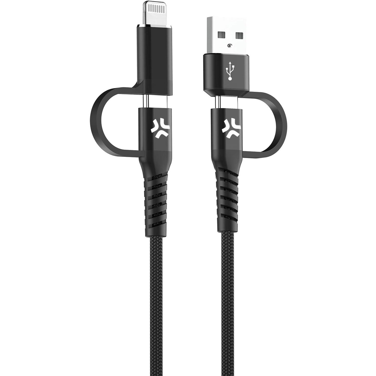 4-in-1 cable USB-C/USB-A to USB-C/Lightning Max 60W 2 m Black