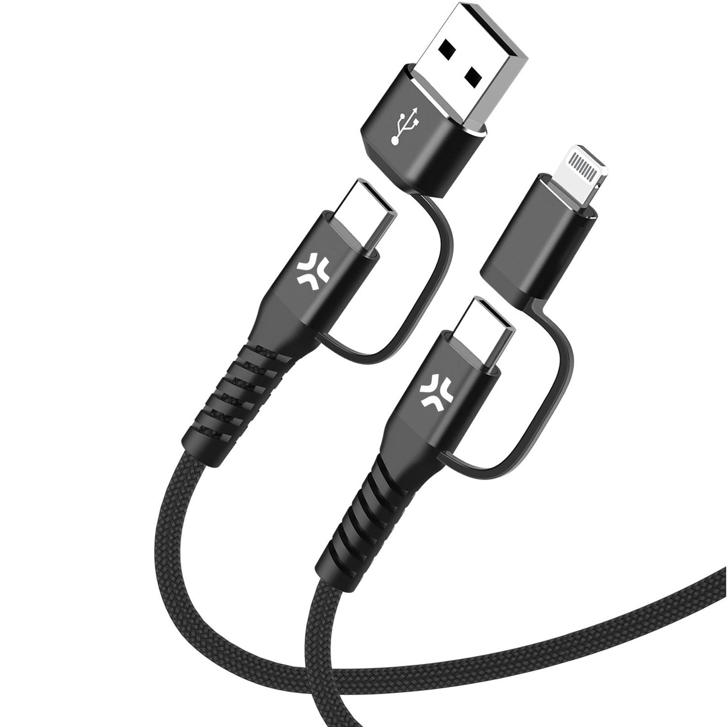 4-in-1 cable USB-C/USB-A to USB-C/Lightning Max 60W 2 m Black