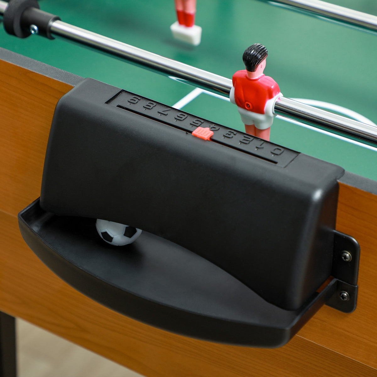 4 in 1 multigame game table, party game table with table tennis, table football, billiards, table hockey, for multiplayer fun, steel, natural wood + black