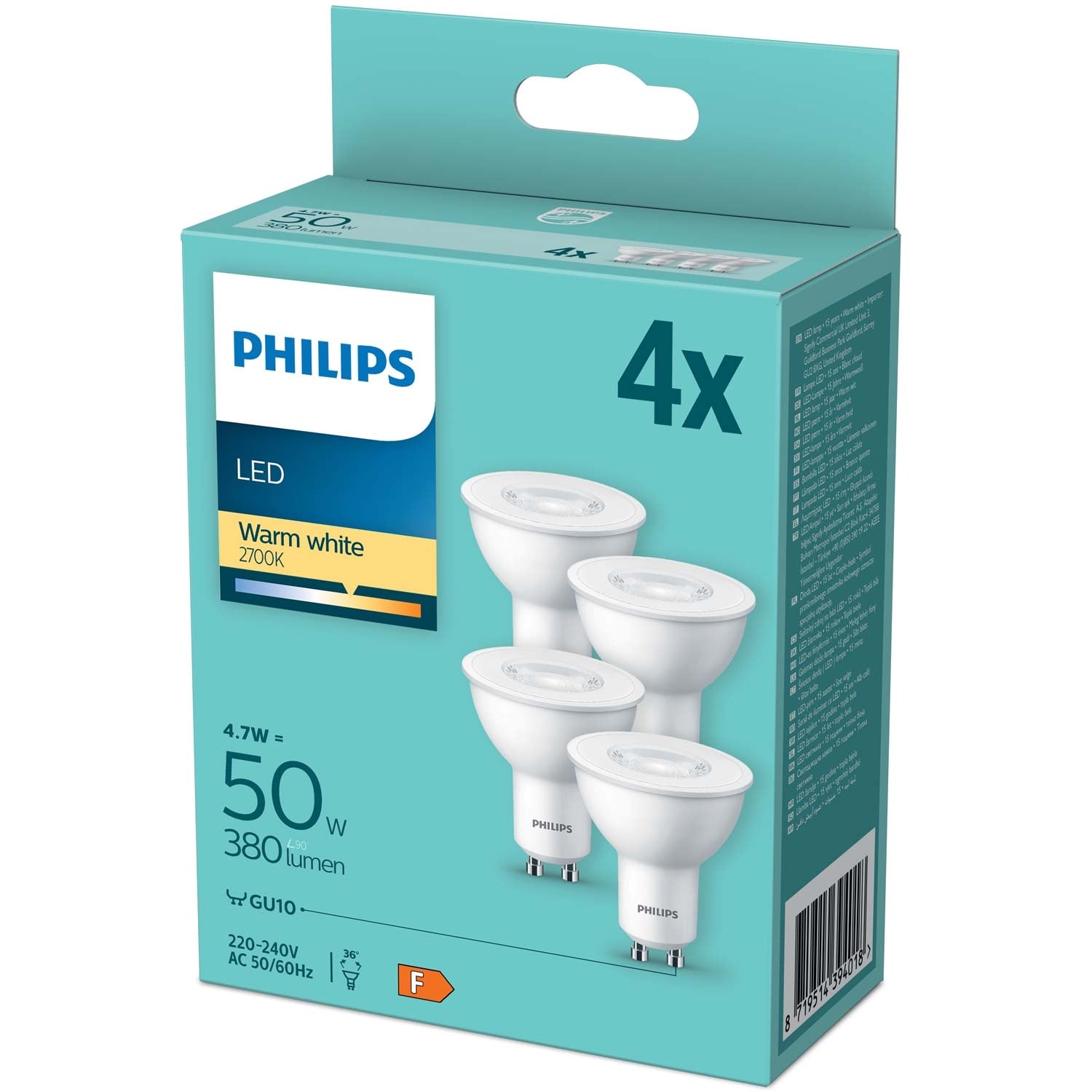 4-pack LED GU10 4.6W (50W) 380lm