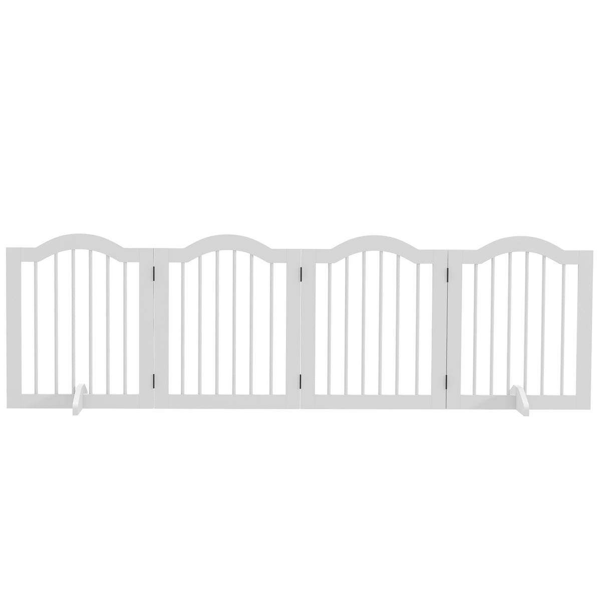 4-piece dog barrier, 203.5 x 61 cm, foldable dog gate with door, door safety gate with 2 support feet, free-standing stair gate