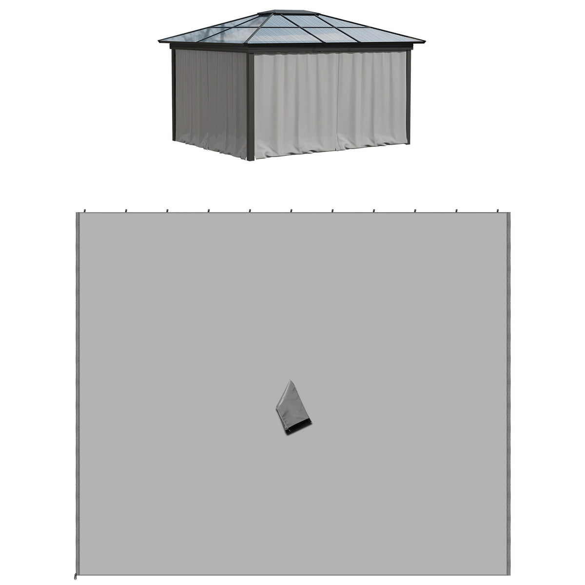 4 side panels for 3x3 m pavilion side walls with hooks, polyester light gray, ideal for garden pavilion & party tent 302 x 205 cm