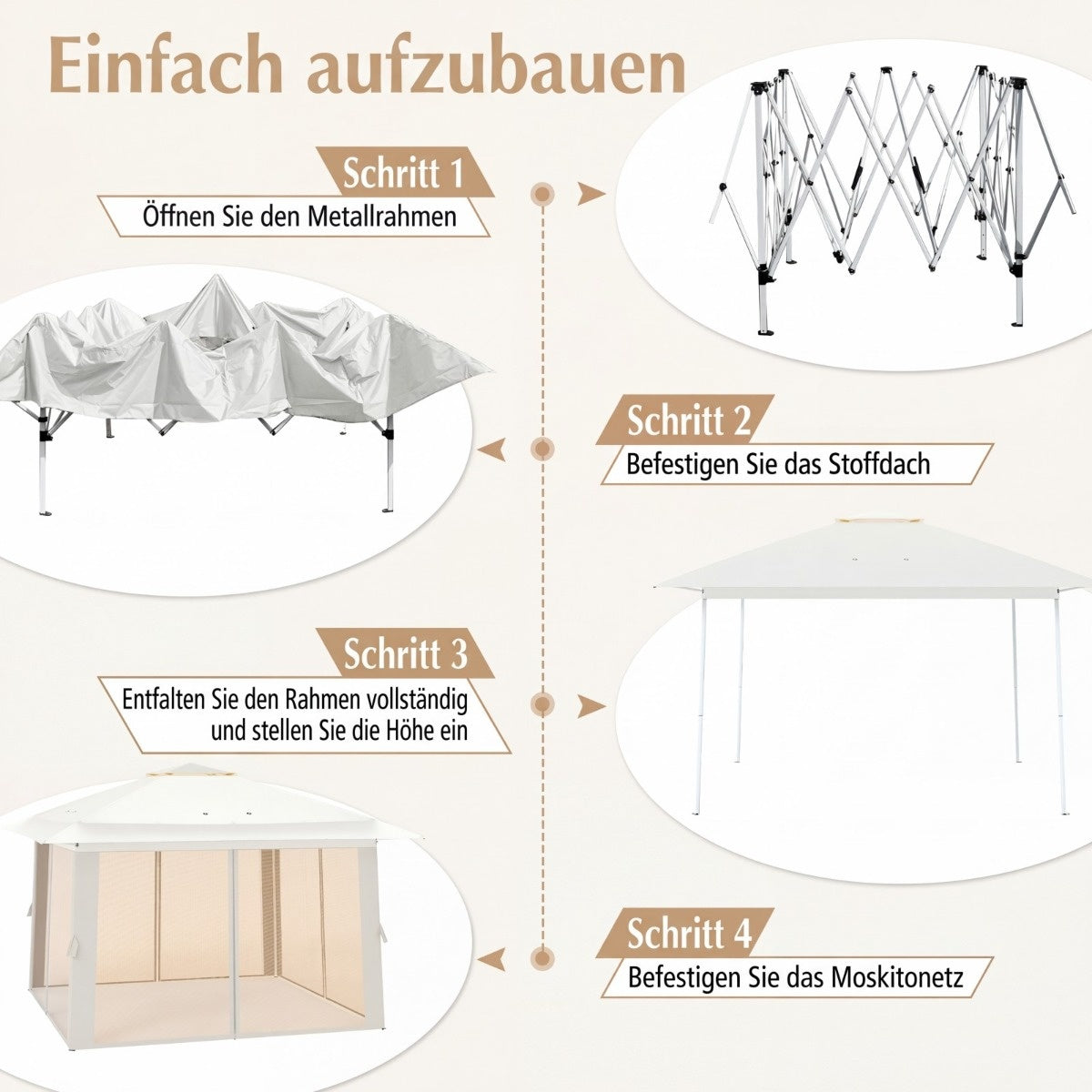 4x4m Pop Up Gazebo with Mosquito Net & Double Roof