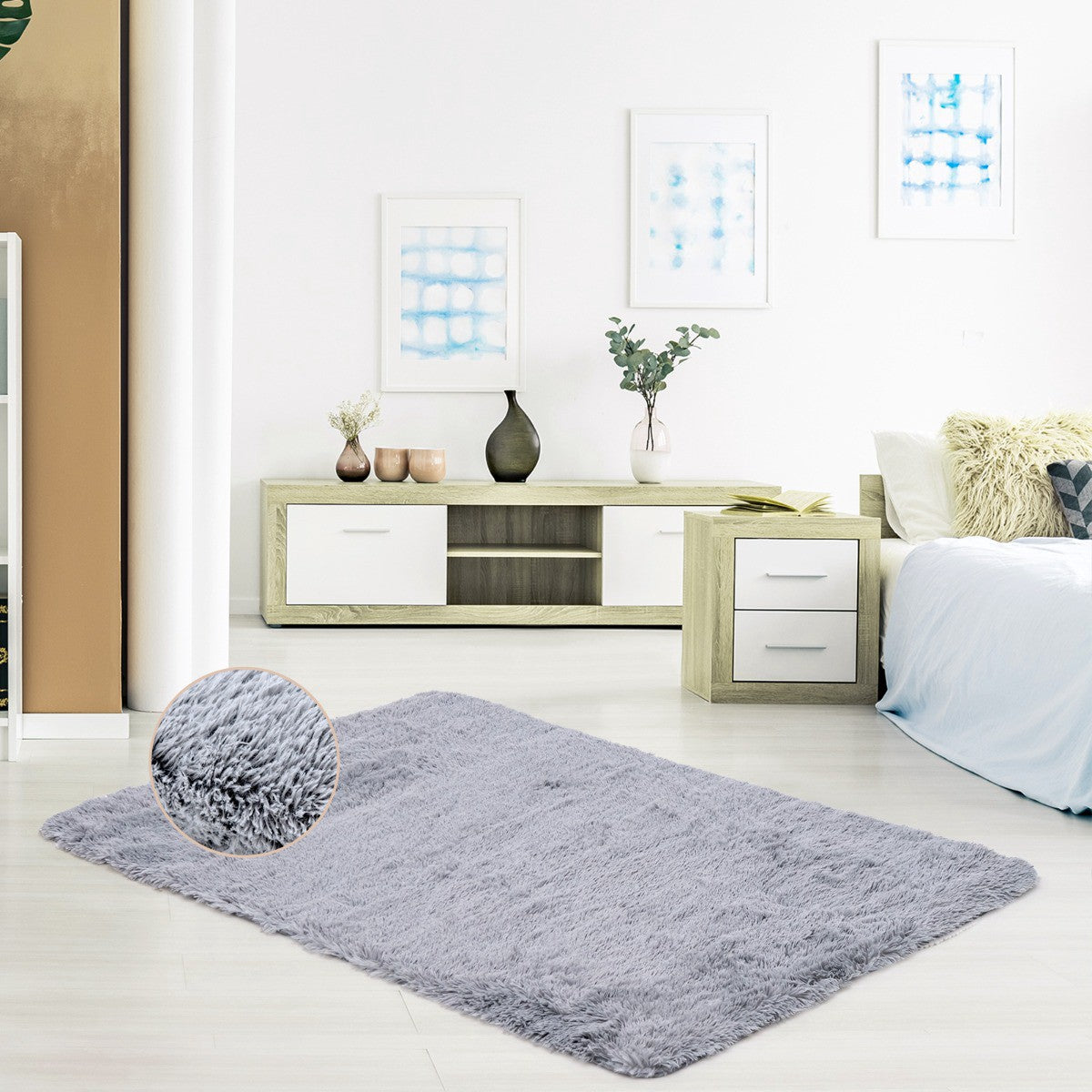 4x6 Shag Area Rug, Soft Non-Slip, Light Gray