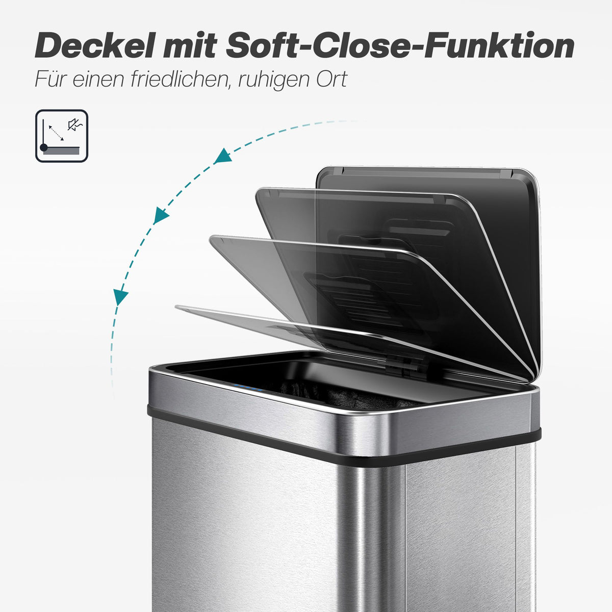 50L Sensor Trash Can, Stainless Steel, Odor Control