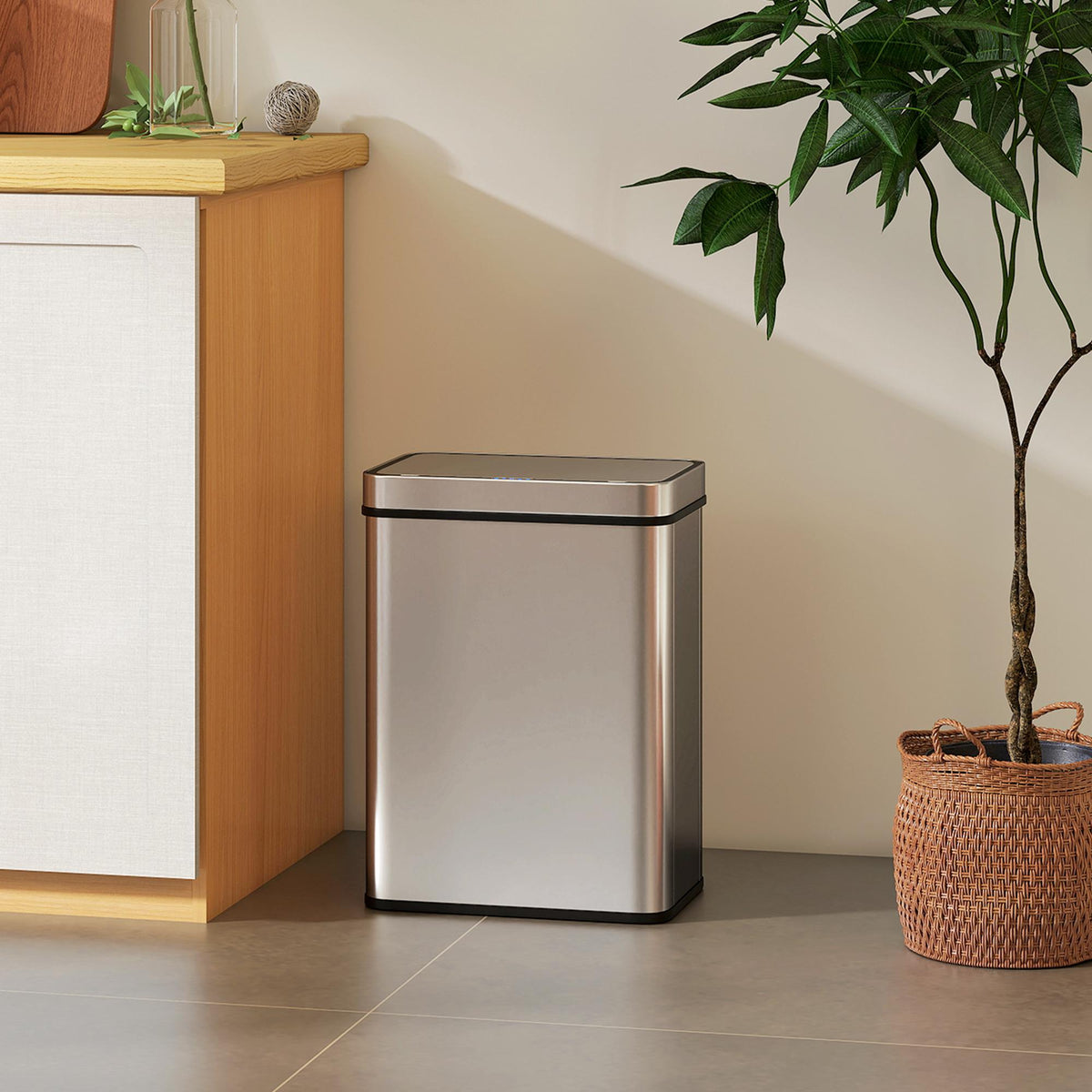 50L Sensor Trash Can, Stainless Steel, Odor Control
