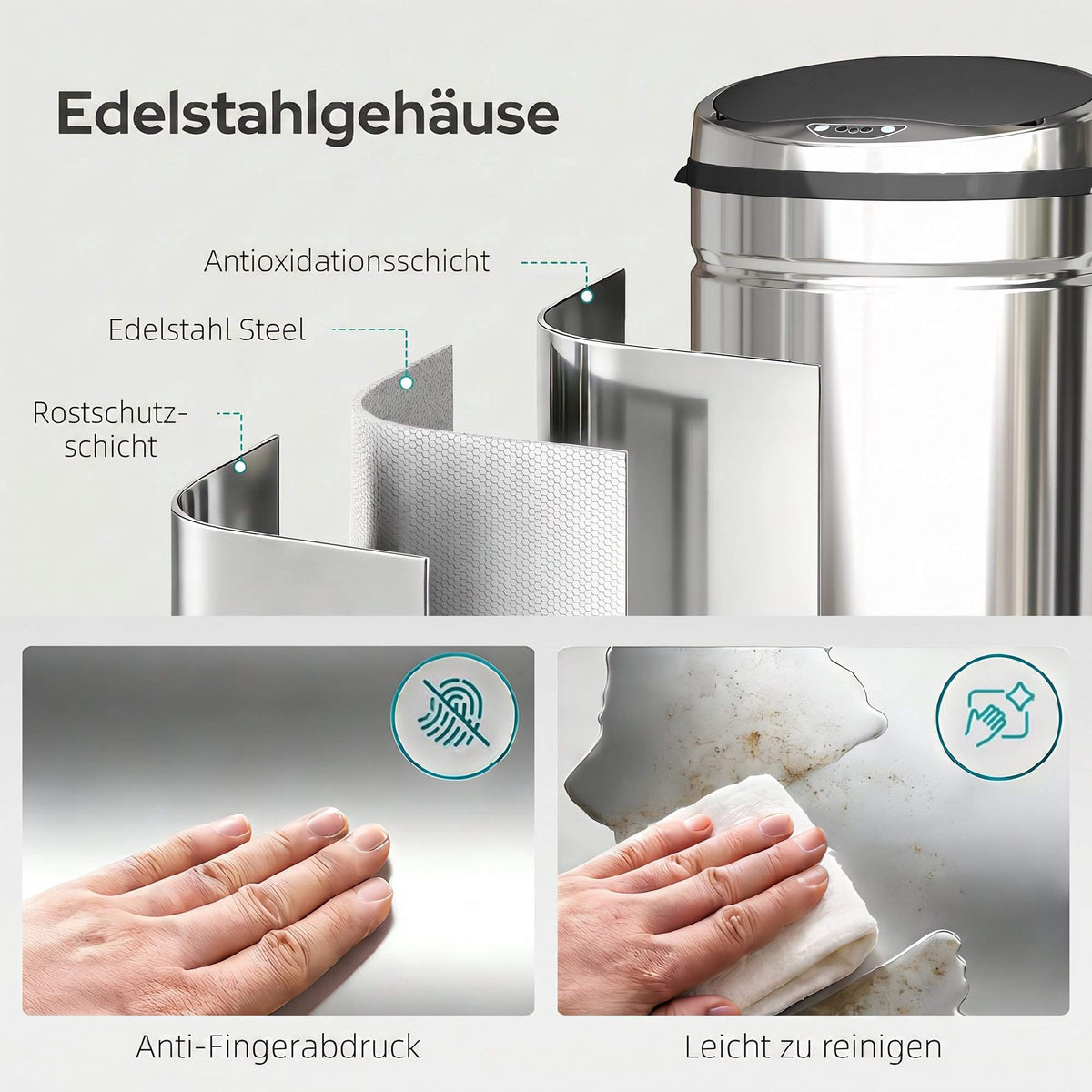 50L Stainless Steel Automatic Sensor Trash Can