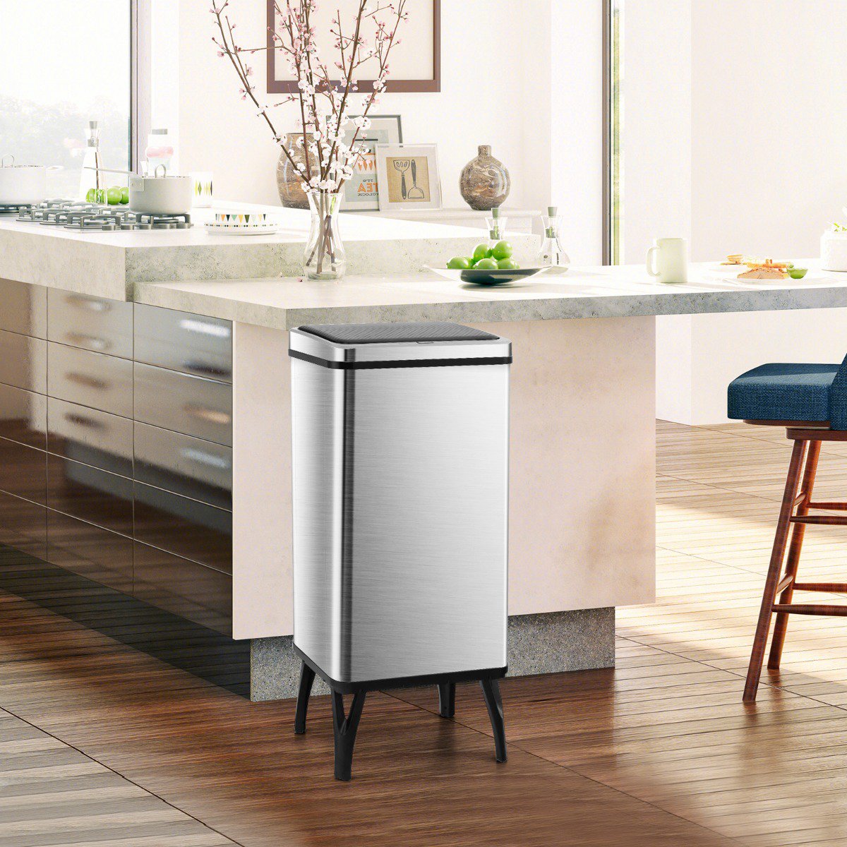 50L Touchless Motion Sensor Stainless Steel Trash Can