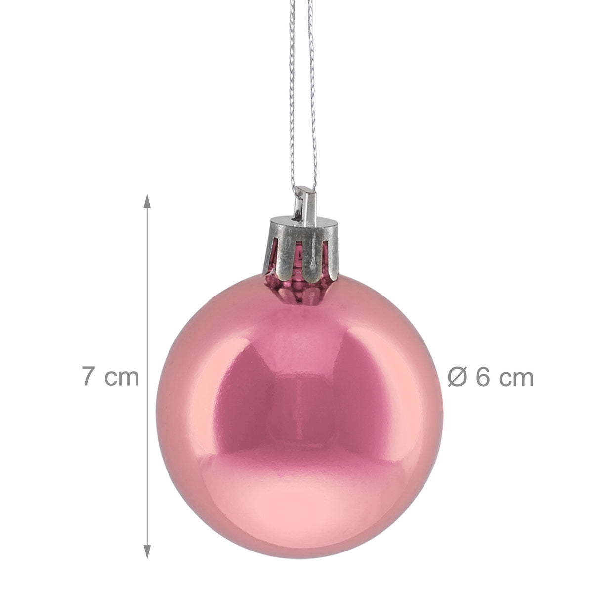 50 Shiny Christmas Tree Baubles, Glossy Finish
