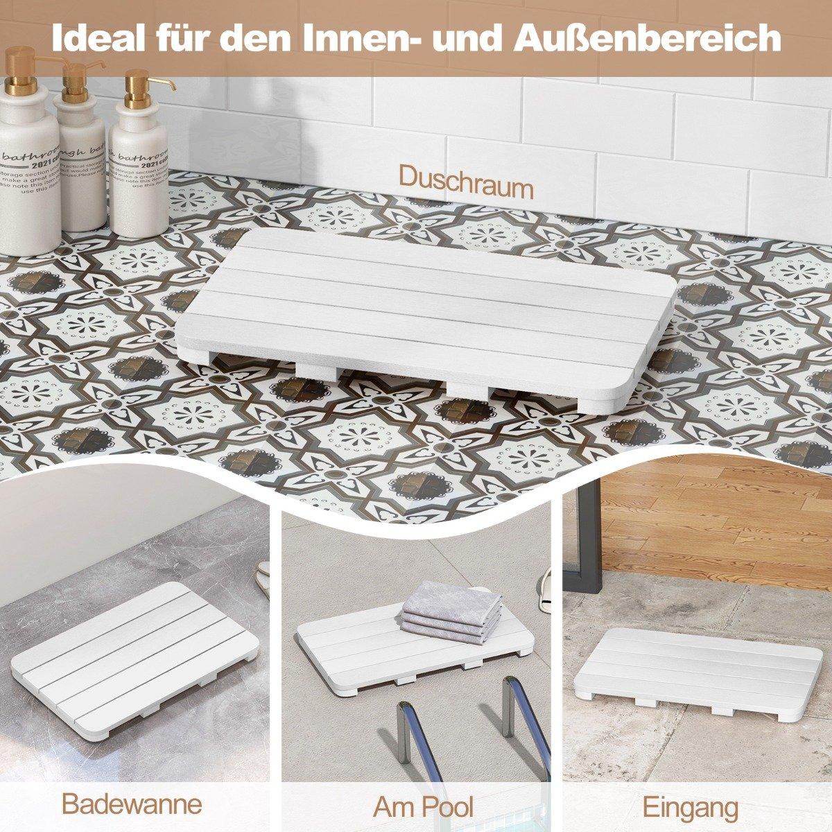 55 x 34 cm toilet mat made of Hips wood design, bath mat, can hold up to 150 kg, white, corrosion-resistant, rust-proof, durable