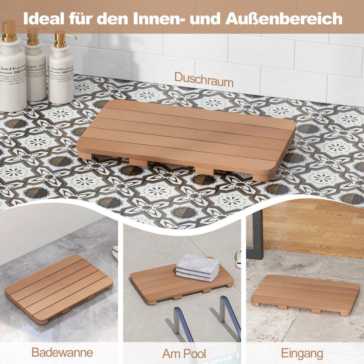 55 x 34 cm toilet mat made of Hips wood design bath mat up to 150kg load capacity brown bathroom mat corrosion resistant rustproof durable