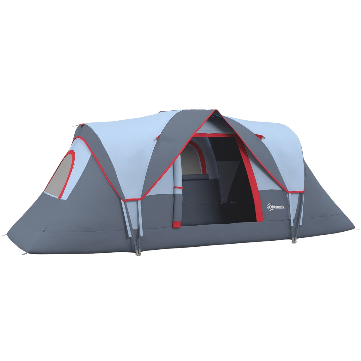 5-6 Person Tent Camping Tent With Pegs Tunnel Tent Dome Tent Polyester Gray 4.55 X 2.3 X 1.8 M