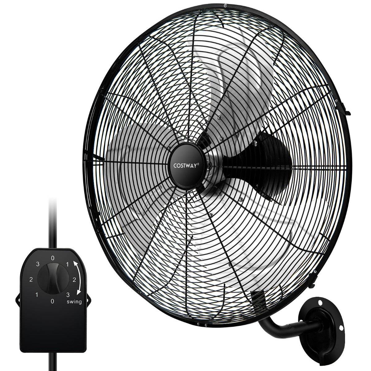 Ø56 cm Wall Fan Oscillating Fan for Warehouse Greenhouse Workshop Terrace and Cellar Black