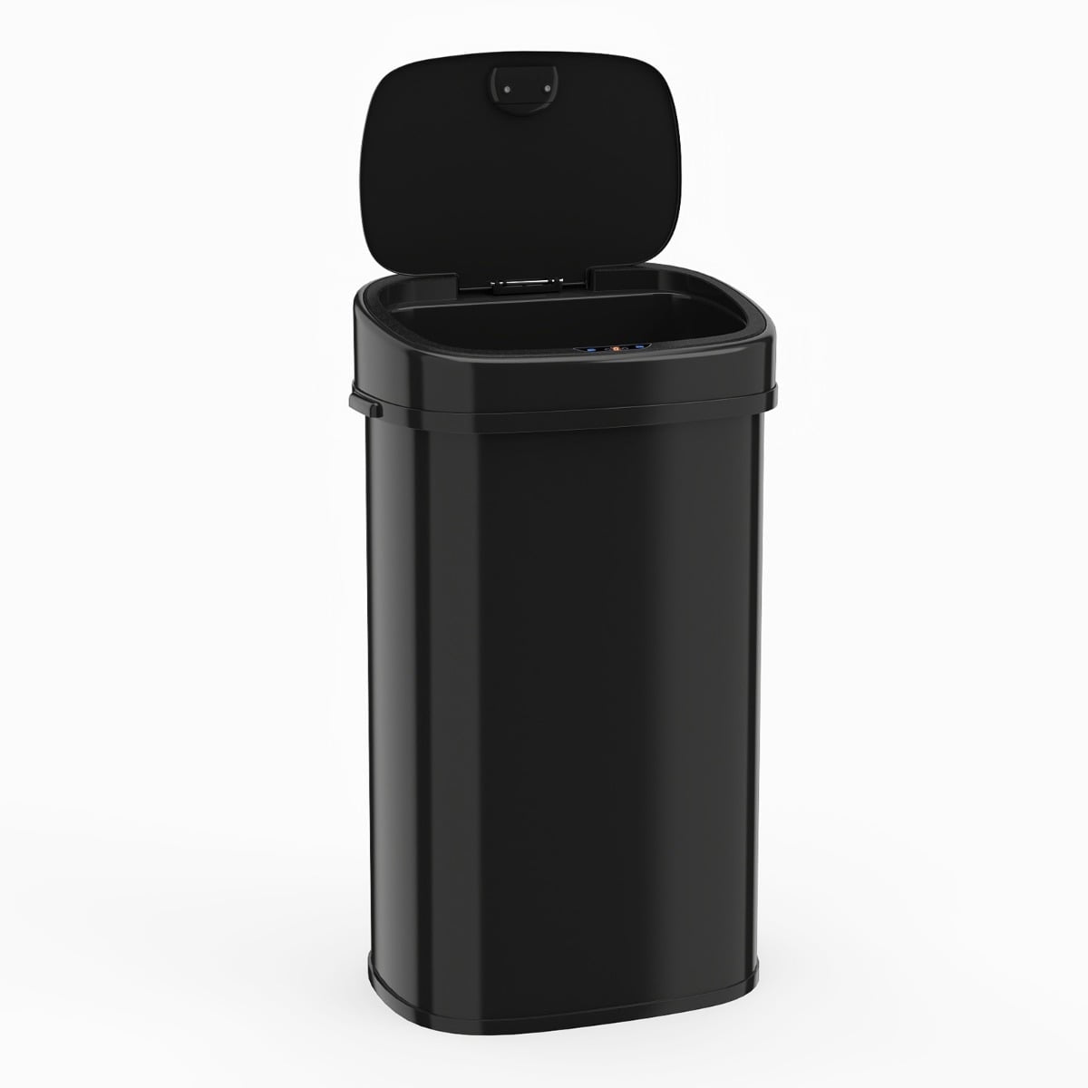 58L Sensor Trash Can, Dual-Zone, Black Metal