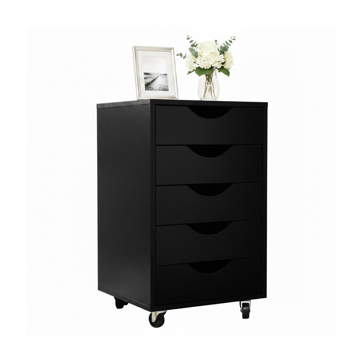 5-Drawer Mobile Office Cabinet with Lockable Wheels