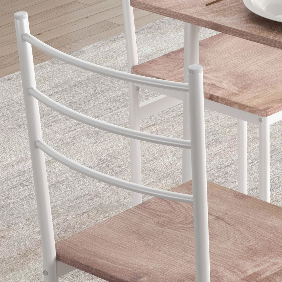 5 Pcs. Dining Group, Dining Table With 4 Kitchen Chairs, Space Saving Dining Room Group, Dining Table Set, Dining Room Furniture For Kitchen, Steel, Brown
